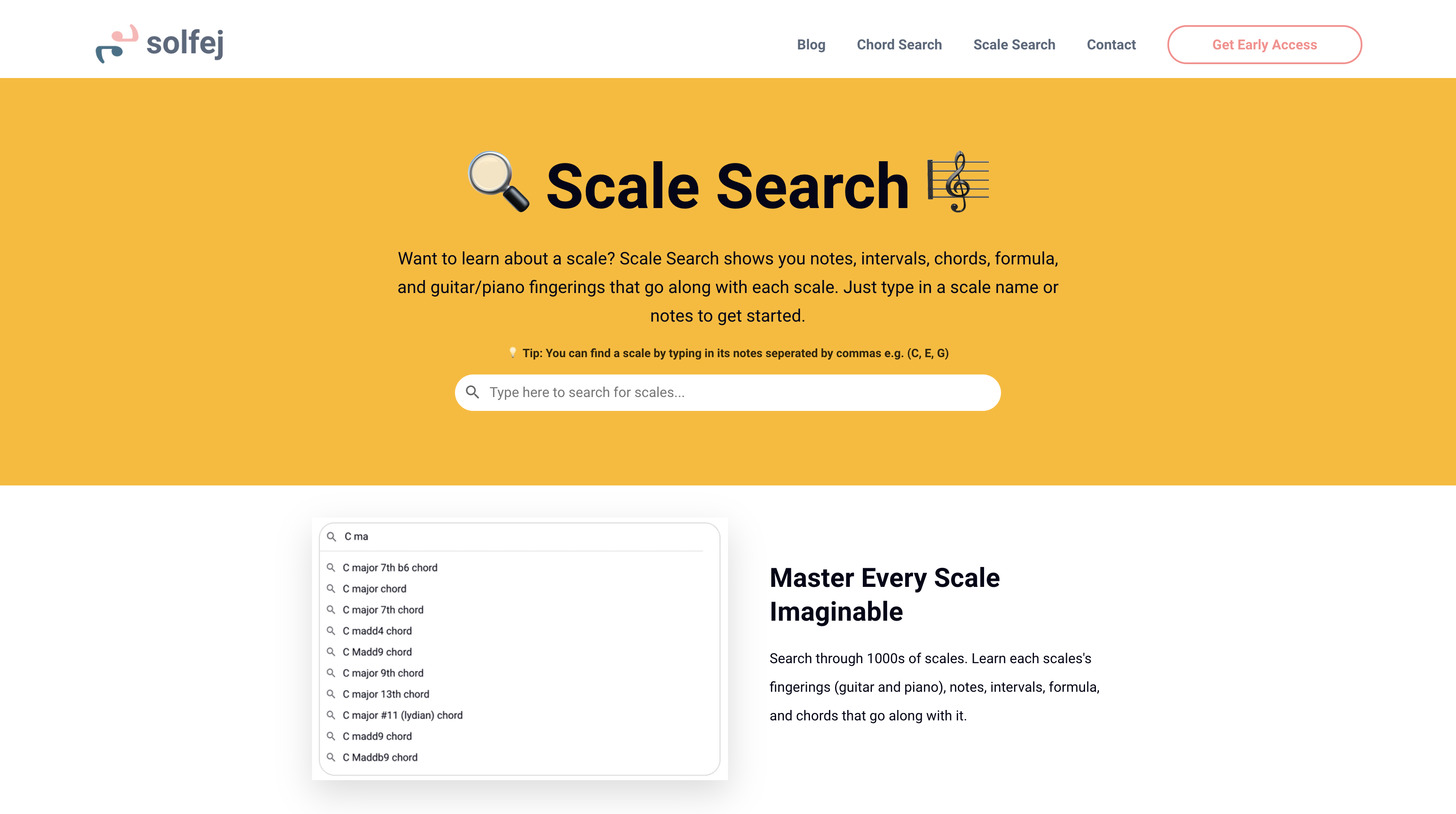 Free scale search. Search through 1000s of scales.